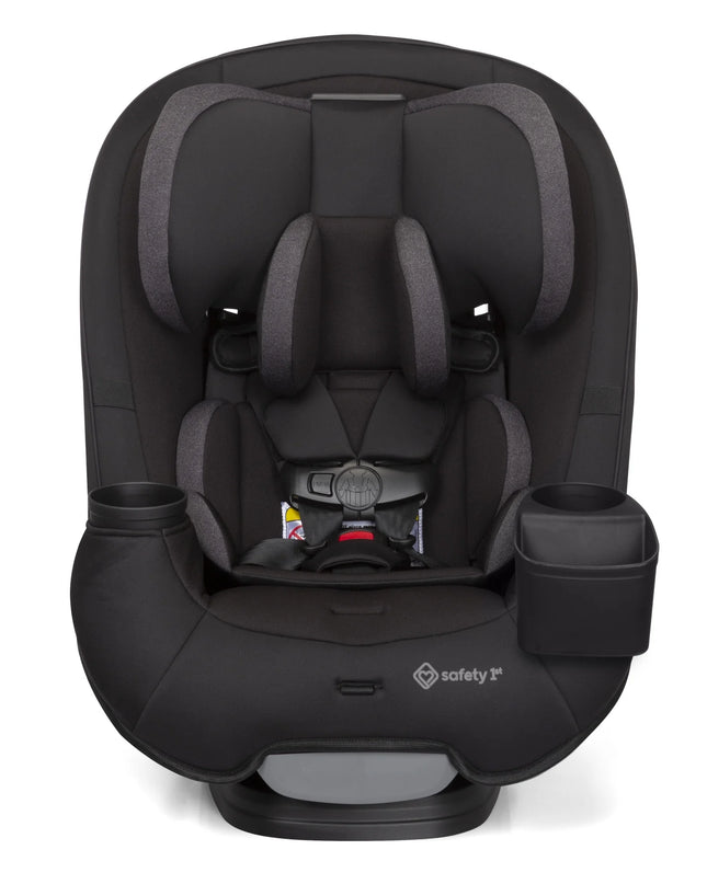 Black car seat with gray accents on a white background