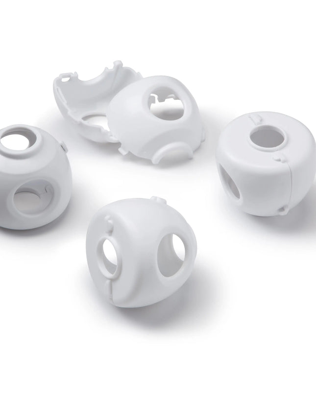 Set of white silicone beads with a clip on a white background