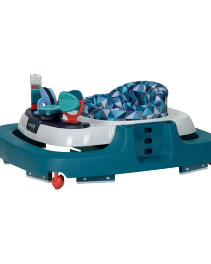 Baby seat with toys on a white background