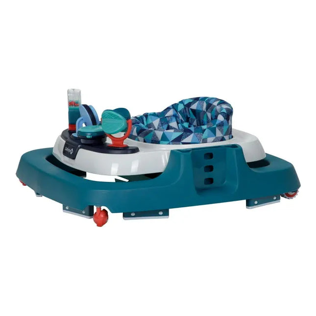 Baby seat with toys on a white background