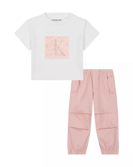 Calvin Klein Toddler/Little Girls Logo Boxy T‑Shirt & Baggy Pants Set
