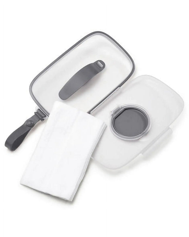 Set of cleaning tools including a brush, squeegee, and cleaning pad in a white case on a white background