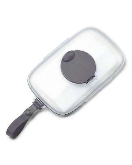 Transparent case with a gray lid and handle on a white background