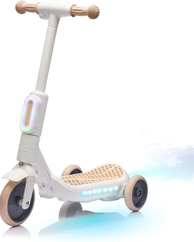 Children's scooter with light-up wheels on a white background