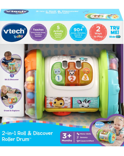 VTech 2‑in‑1 Roll & Discover Roller Drum | Baby & Toddler Music Toy