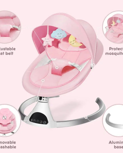 HARPPA™ Electric Baby Swing – 5 Speeds, Remote Control, Bluetooth Music + Mosquito Net | Nursery Essential