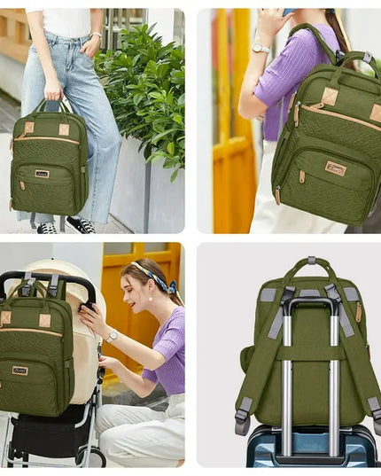 Kabaqoo Waterproof Diaper Bag Backpack – Changing Pad & 19 Pockets
