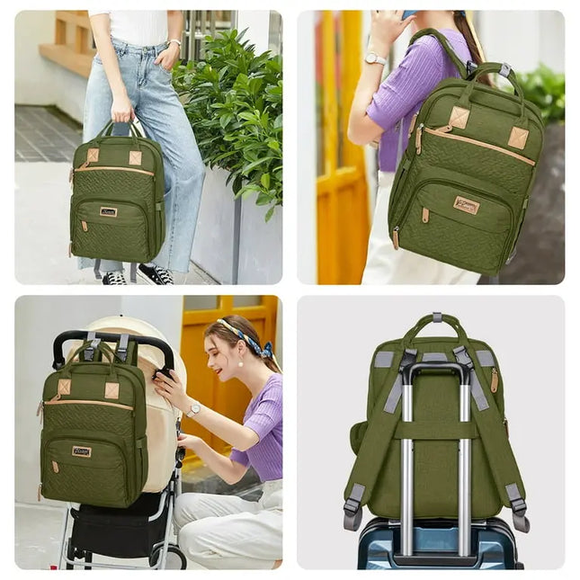 Kabaqoo Waterproof Diaper Bag Backpack – Changing Pad & 19 Pockets