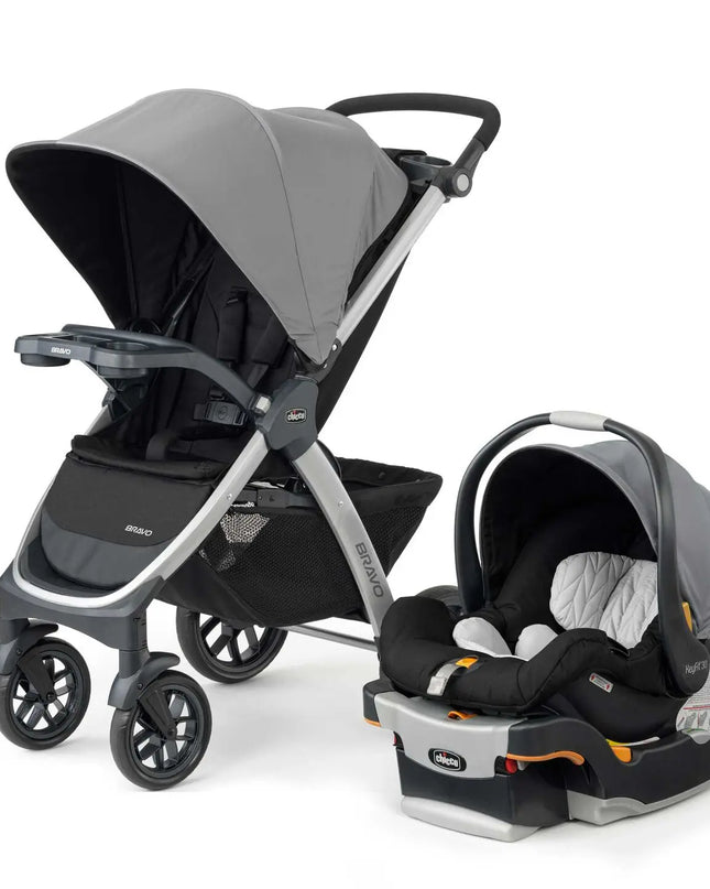 Stroller and car seat set on a white background