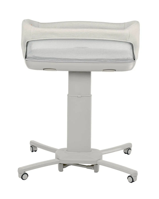White office chair with mesh backrest on a white background