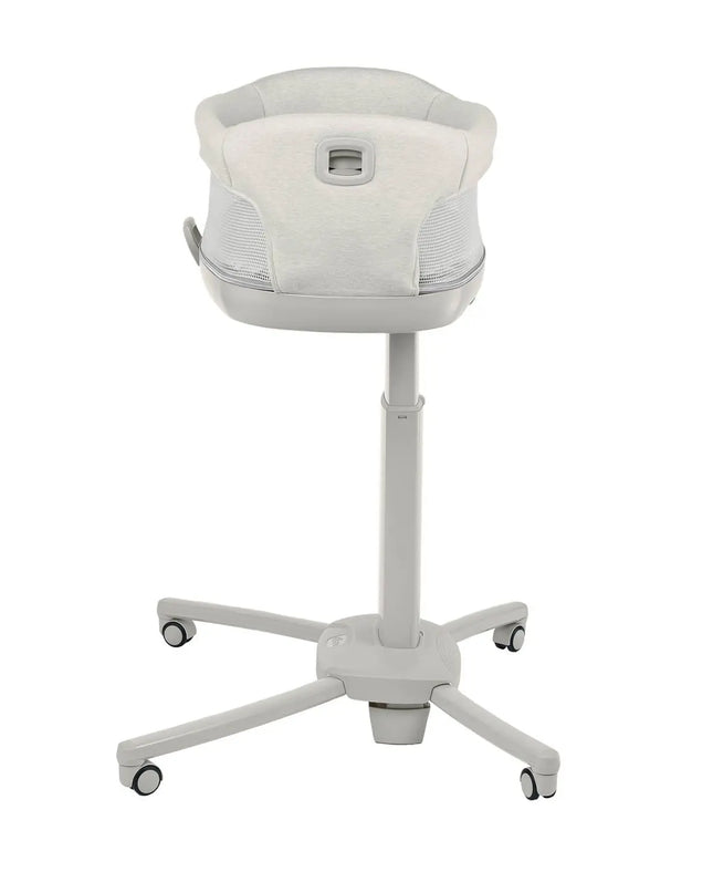 White office chair with mesh backrest on a white background