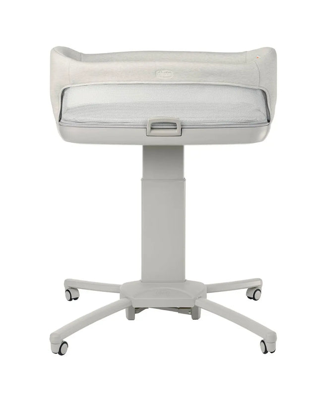 White adjustable office chair with a cushioned seat on a white background