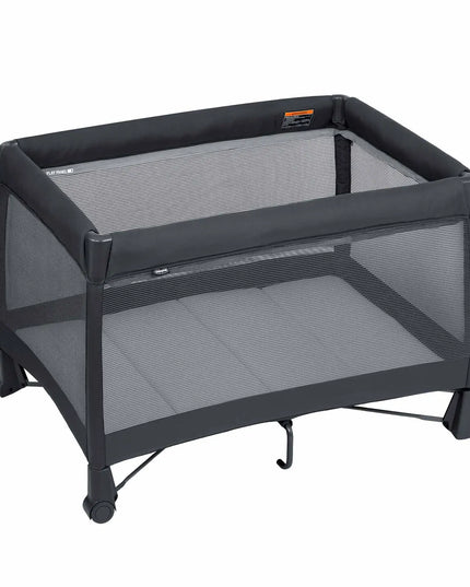 Black baby playpen on a white background