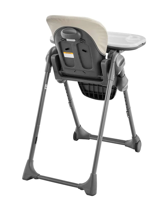 Gray and beige high chair on a white background