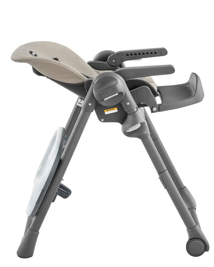 Gray and beige high chair on a white background