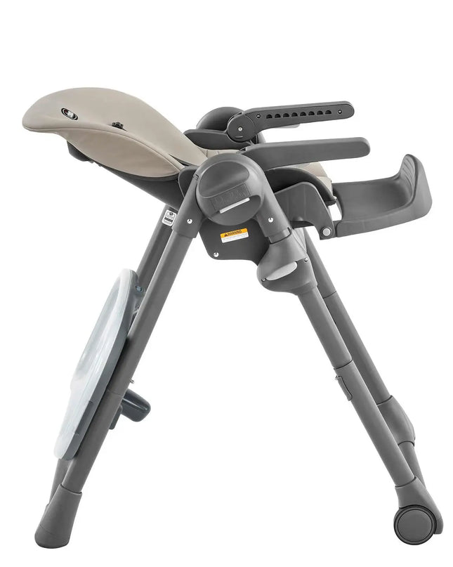 Gray and beige high chair on a white background