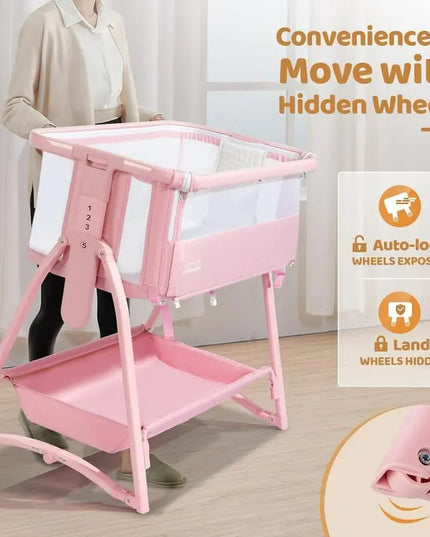 JOYMOR™ 5‑in‑1 Bedside Bassinet & Changing Table | Height Adjustable