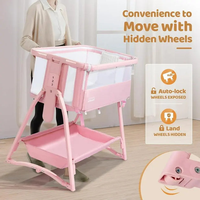 JOYMOR™ 5‑in‑1 Bedside Bassinet & Changing Table | Height Adjustable