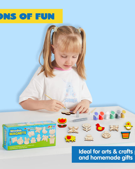 Joyfy 12‑Piece Wooden Magnet Painting Kit – DIY Craft & Art for Kids