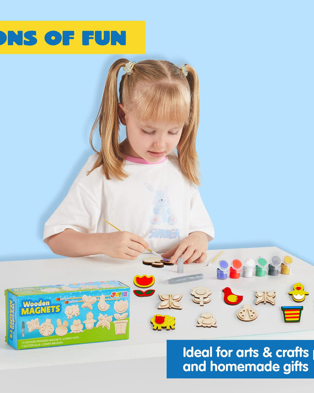 Joyfy 12‑Piece Wooden Magnet Painting Kit – DIY Craft & Art for Kids